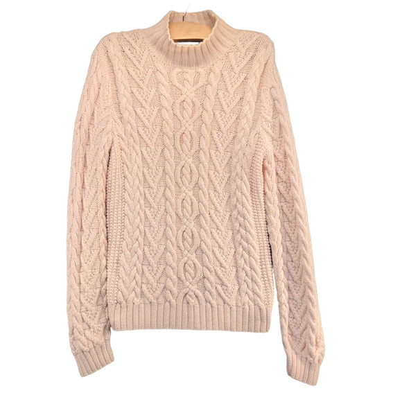 Lauren Ralph Lauren Women's Hand Knit Fisherman Cable Knit Sweater Pink Size L - Picture 1 of 13